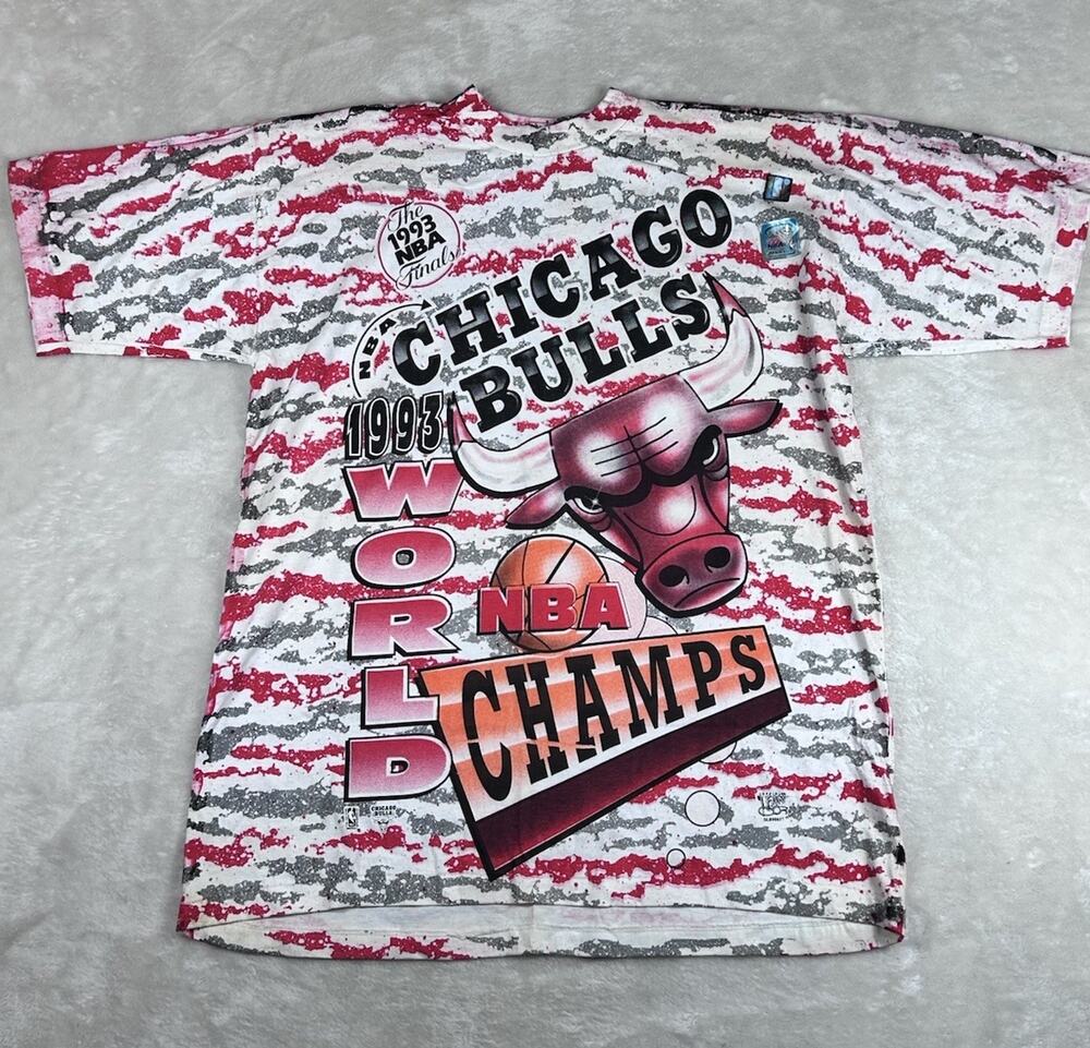 Vintage 1993 chicago bulls championship AOP basketball graphic t shirt Men’s XXL